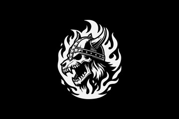 Angry wolf head skeleton