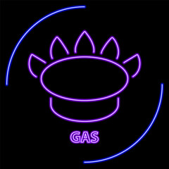 gas neon sign, modern glowing banner design, colorful modern design trend on black background. Vector illustration.