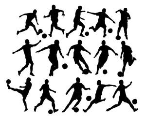 player football silhouettes, vector isolated on white