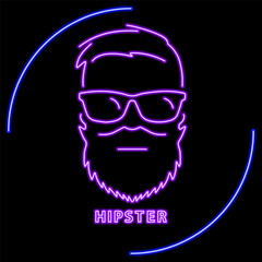 hipster neon sign, modern glowing banner design, colorful modern design trend on black background. Vector illustration.