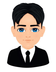 Portrait of a young student with his hair parted into two