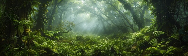 Obraz premium Forest with many trees and plants in it