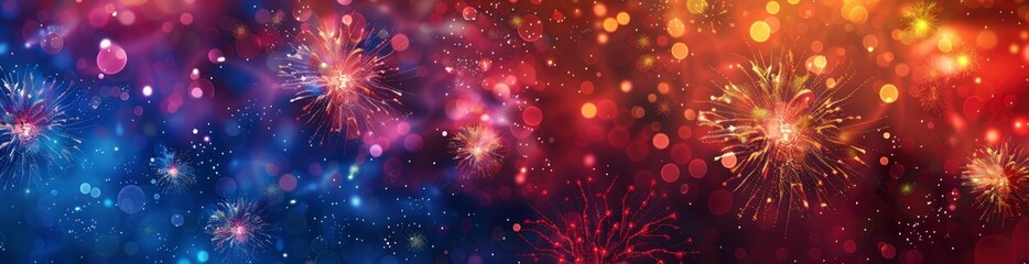 Fototapeta premium Abstract Summer Fireworks Pattern Background. With Copy Space, Abstract Background