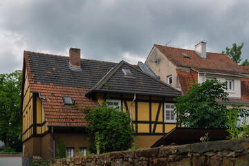Fachwerkhäuser, Mauer Ansicht Ortsteil Weidenhausen