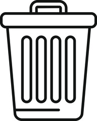 Black and white line drawing of a simple trash can, ideal for icons or infographics