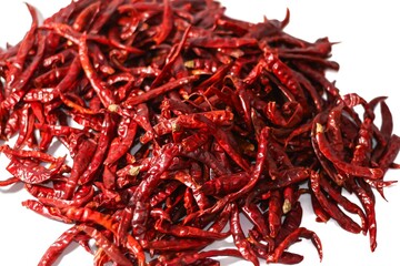 Fototapeta premium Pictures of Chilies in white background with isolated concept.