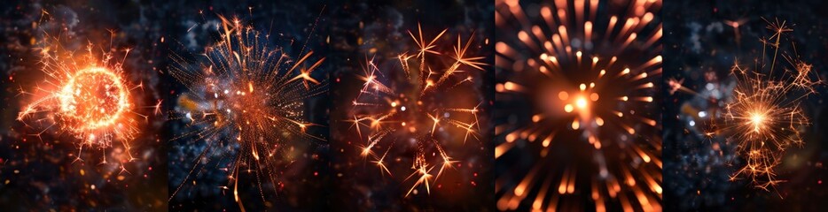 Abstract Patterns Of Summer Fireworks And Sparklers. With Copy Space, Abstract Background
