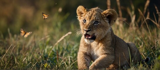 Lion in the grass cub roaring lion cub king lion | lion cub in the wild
