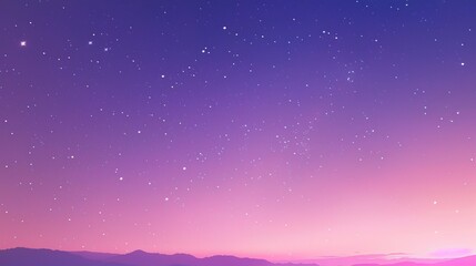Gradient purple and pink sky in night stars