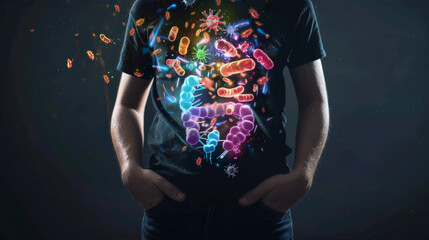 Conceptual Image of Gut Flora and Microorganisms