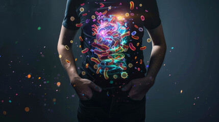 Colorful Illustration of Gut Health and Microbes