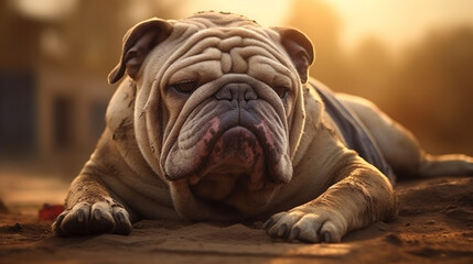 A Bulldog with a dignified posture, observing the world with a calm and composed demeanor.