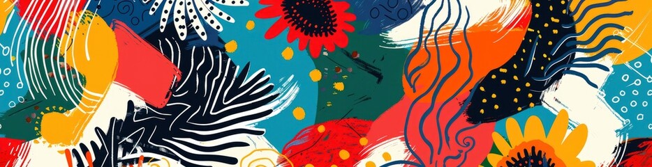 Fototapeta premium Abstract Patterns Inspired By Summer Festivals. With Copy Space, Abstract Background