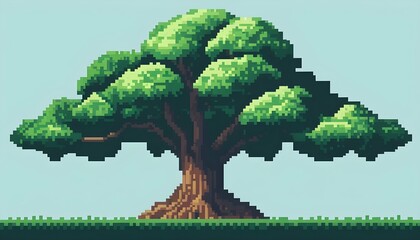 A tree depicted in a pixel art style upscaled_5