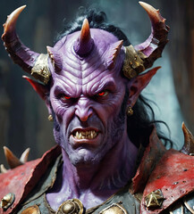 Vintage-Inspired Realistic Tiefling Fighter Portrait Gen AI