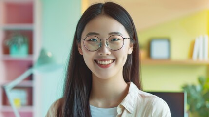 Smiling Young Woman with Glasses