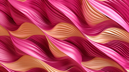 Pink and gold waves. Abstract background. Banner