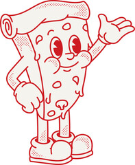 Pizza Retro Character Illustration
