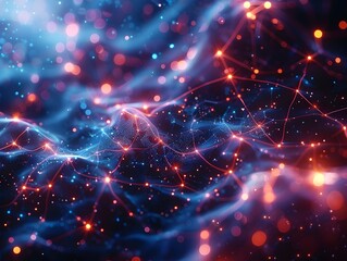 Fototapeta premium Nodes Connecting in a Cosmic Network Symbolizing Blockchain's Global Reach
