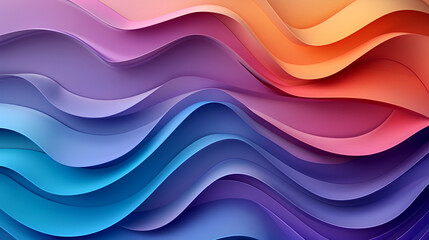 Paper cut abstract wavy purple blue orange background.