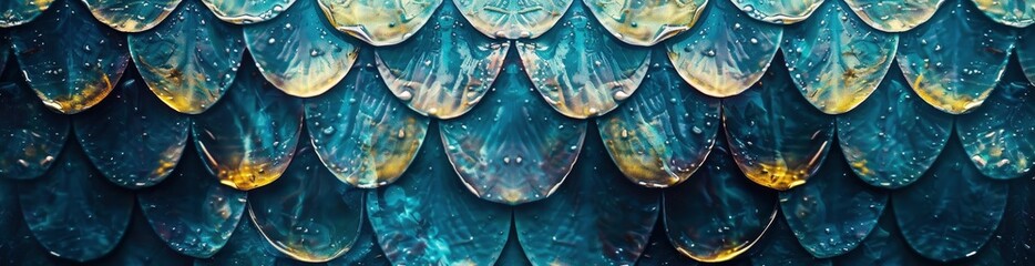 Abstract Fish Scales In Oceanic Colors. With Copy Space, Abstract Background