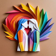 Intricate Lesbian Paper Art Celebrating Same-Sex Marriage and LGBTQ+ Pride