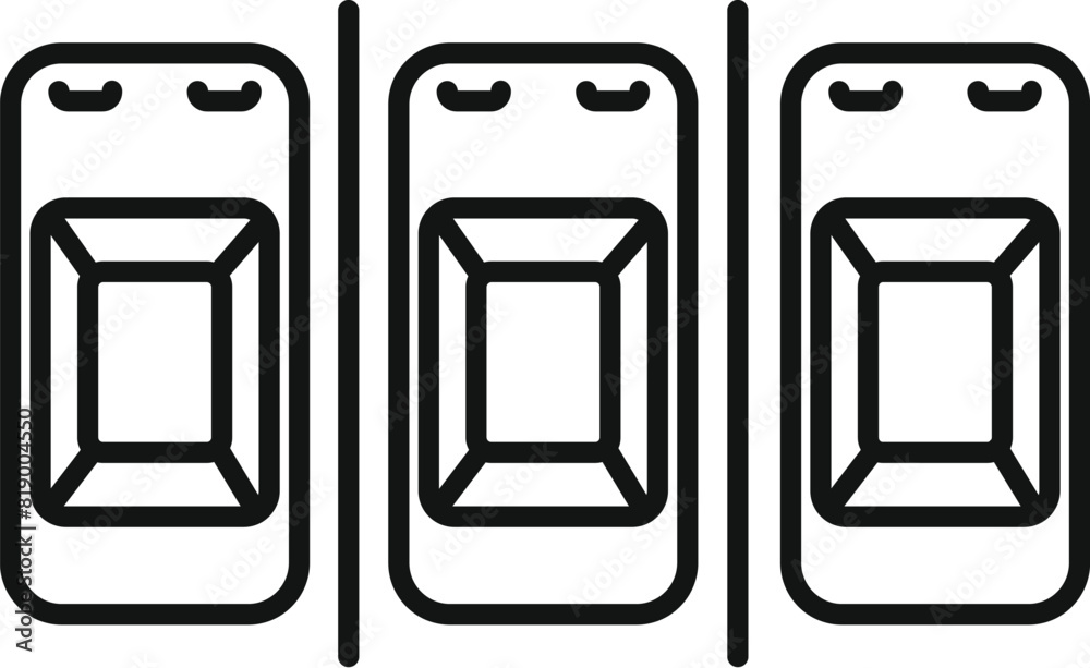 Poster three line art smartphone icons in a row with blank screen space for design customization