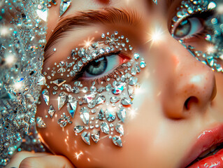 woman make-up diamonds