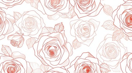 Detailed sketch of roses in red and white offering a beautiful pattern suitable for wallpaper or fabric design