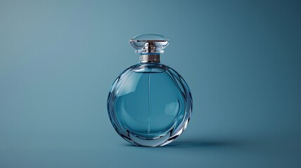 Capturing Elegance: Blue Perfume Bottle in Dramatic Light.