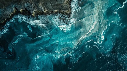 A top view aerial photo of a stunningly beautiful sea landscape 