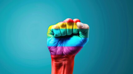 Pride fist lgbt gay rainbow hand lgbtq flag day fight. Fist pride lgbt color power poster protest  