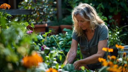 A Woman Tending Her Garden