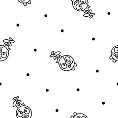 Kawaii blueberry cartoon character. Seamless pattern. Coloring Page. Cute fruit in different emotion. Hand drawn style. Vector drawing. Design ornaments.