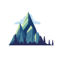 Fototapeta premium Simple high mountain illustration in flat design style, hill top or mountain peak vector image, nature mountains landscape elements