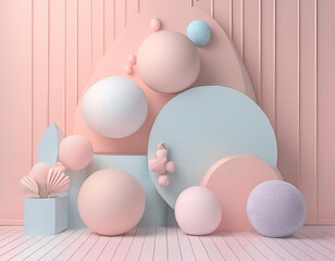 Fototapeta premium Complex geometric patterns in beautiful pastel color generative ai