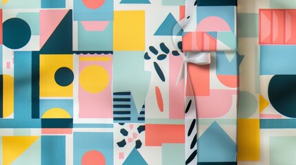 Fototapeta premium Stylish and trendy minimalist wrapping paper with unique geometric shapes
