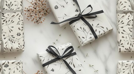 Contemporary wrapping paper with seamless repeat patterns, emphasizing minimalistic elegance and chic design