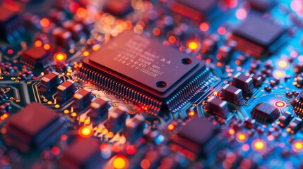 Close-up of a silicon wafer with multiple microchips, highlighting semiconductor manufacturing