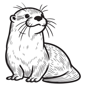 line art of otter vector illustration