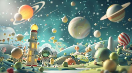 Cosmic Adventures: Join the Whimsical Astronomers in a 3D Interstellar Journey