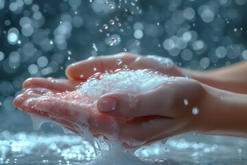 Fototapeta premium hands and foamy water
