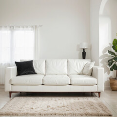 modern living room interior design with white sofa