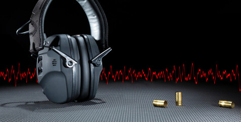 Copy space next to hearing protection and sine wave