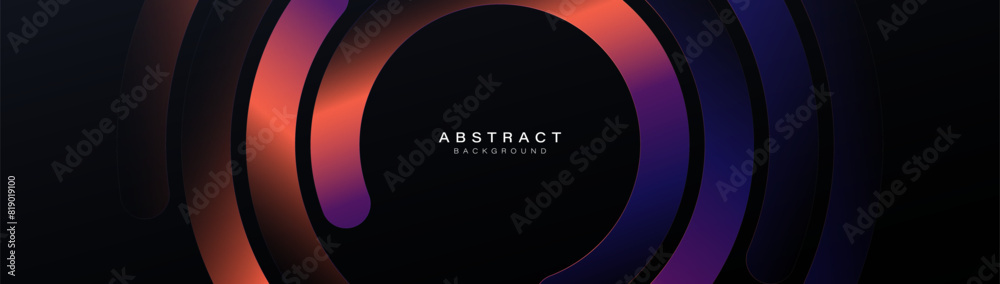 Poster abstract background with purple, blue and bronze circle geometric lines. modern minimal trendy lines