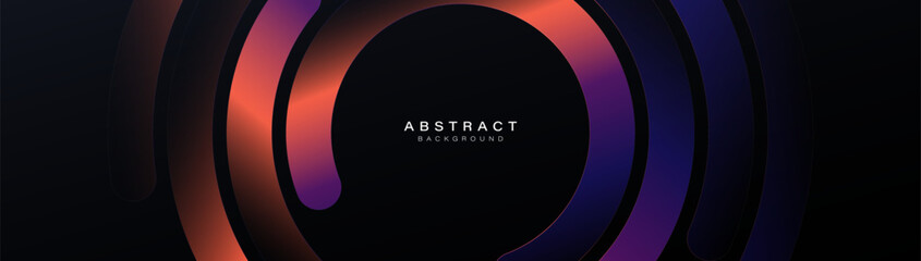 Abstract background with purple, blue and bronze circle geometric lines. Modern minimal trendy lines pattern horizontal. Vector illustration