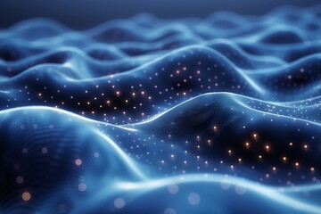 hazy cool desaturated tones of majority midnight navy blue gradient background, single white tech line, dynamic curve, glossy effect, high color saturation, matrix futuristic tech vibe, subtle halo ef