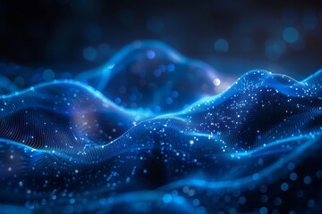 hazy cool desaturated tones of majority midnight navy blue gradient background, single white tech line, dynamic curve, glossy effect, high color saturation, matrix futuristic tech vibe, subtle halo ef