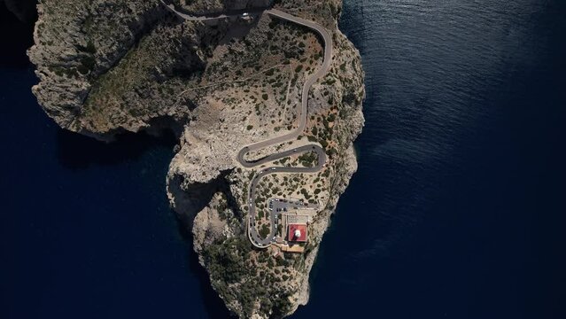 Drone View of Cape Formentor Lighthouse During Sunny Day in Palma De Majorka