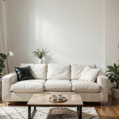 modern living room interior design with white sofa